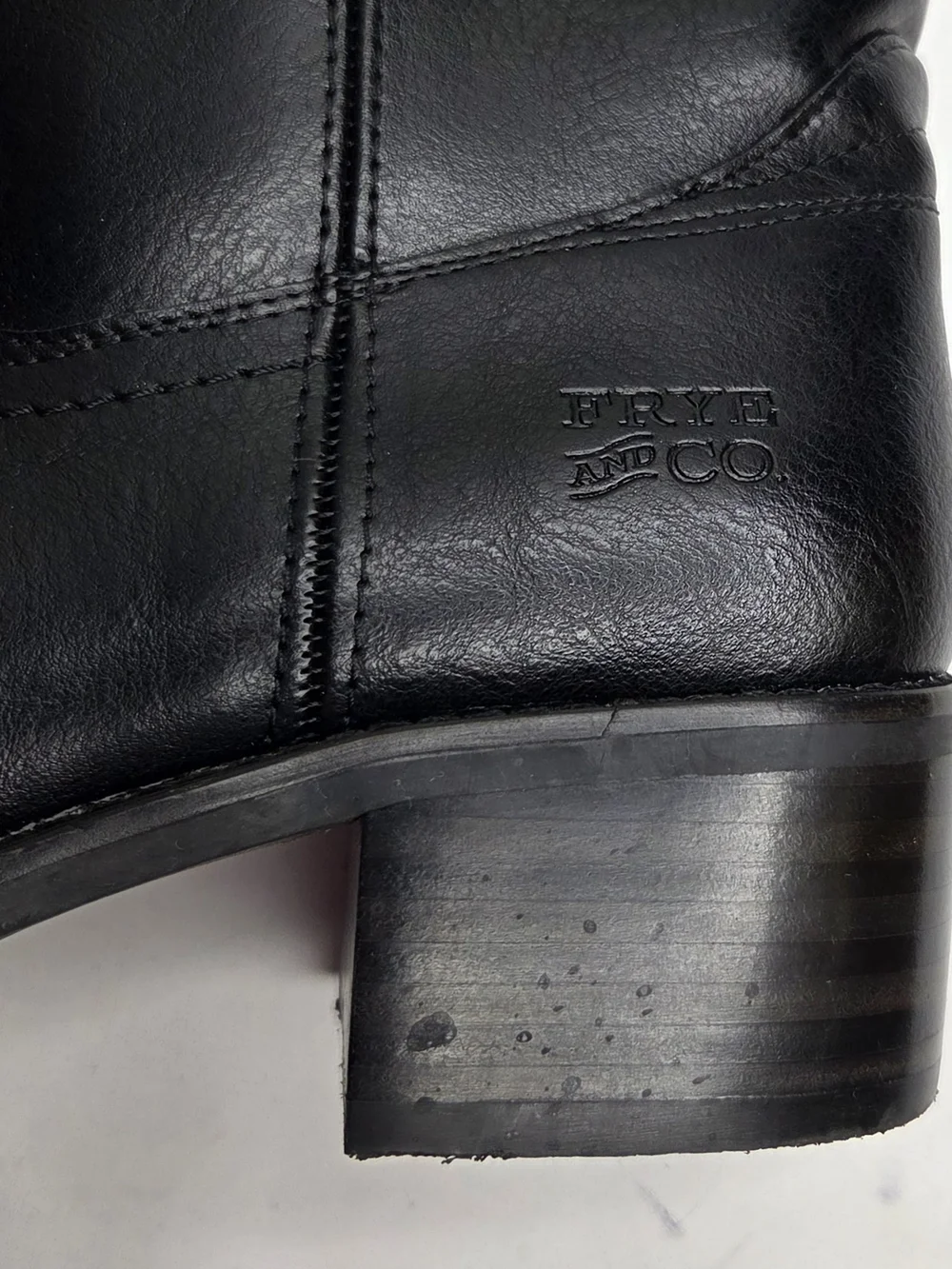 Frye and Co. Miranda 14 Boot Women 9M Stacked Heel Black Vegan Western Knee High - Picture 3 of 10